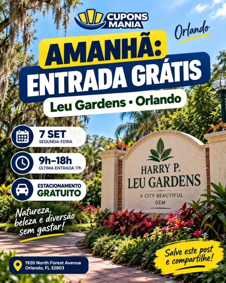 Entrada gratuita no Leu Gardens em Orlando em 7 de setembro - Cupons Mania